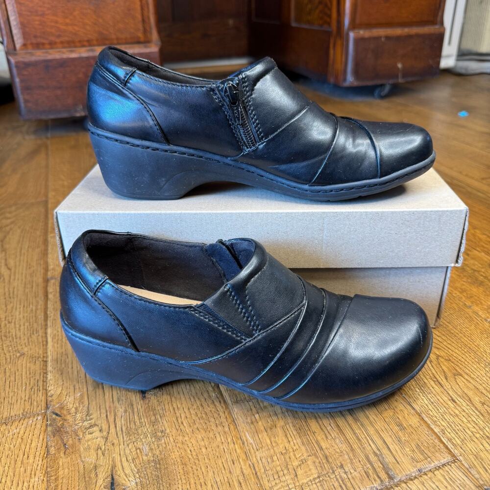 Clark’s Channing Kim Slip-On Shoes W/Zipper Black Women’s Size 9.5